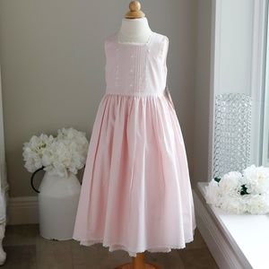 Strasburg Dress Pink Hand Embroidered Cotton Sleeveless Lace Trim Size 6 NWT